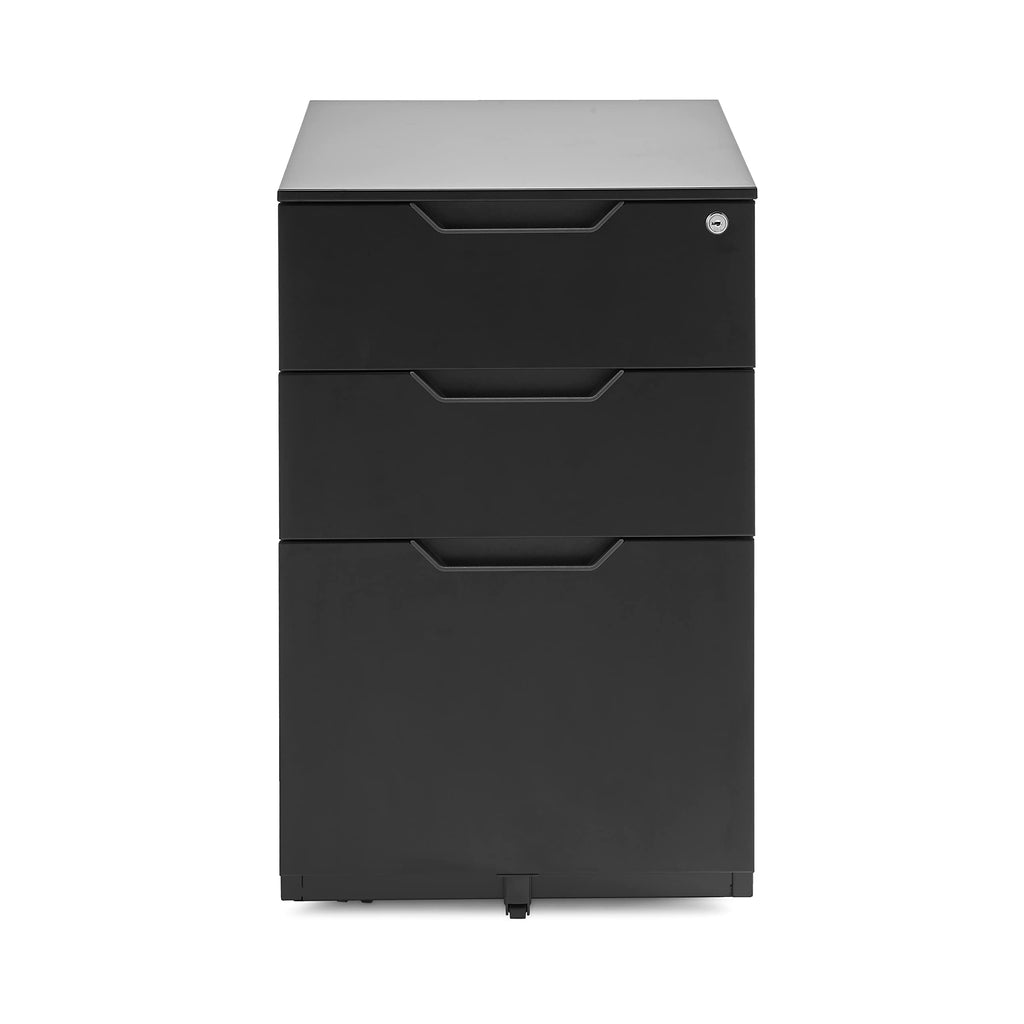 3-Drawer Black Mobile File Cabinet with Lock D387260