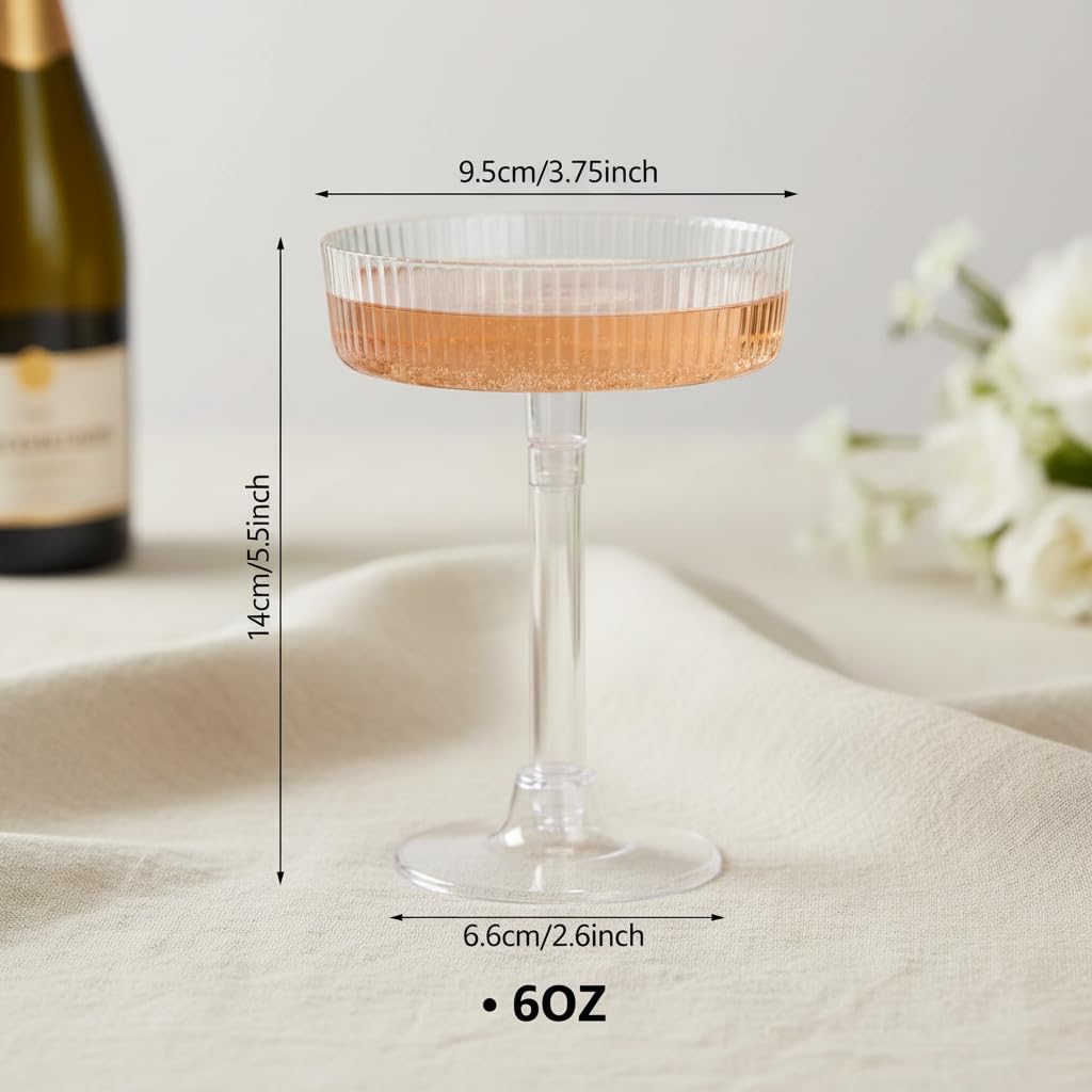 24 Pack 6oz Plastic Martini Glasses N3439