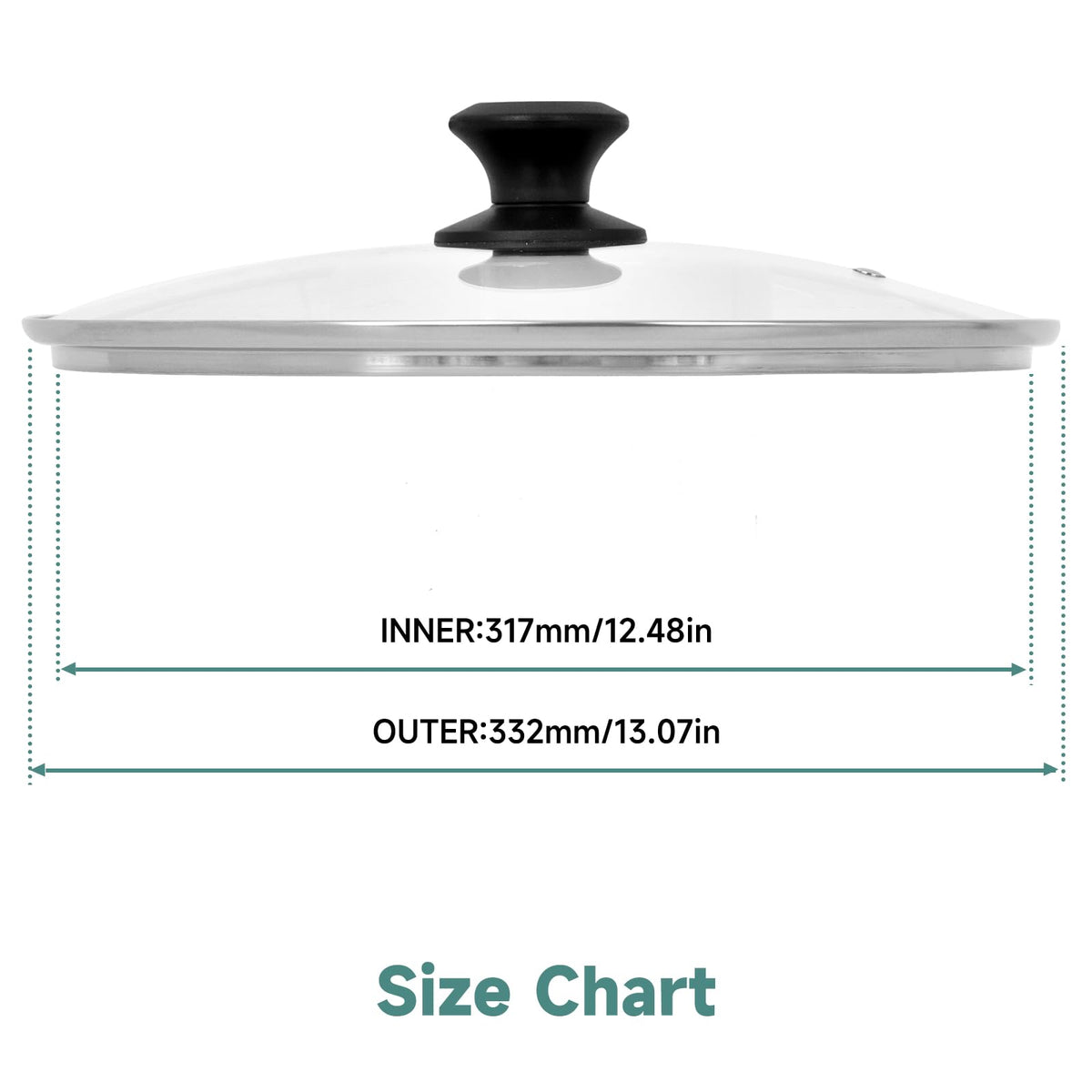 13 In Tempered Glass Lid for Cookware M607695