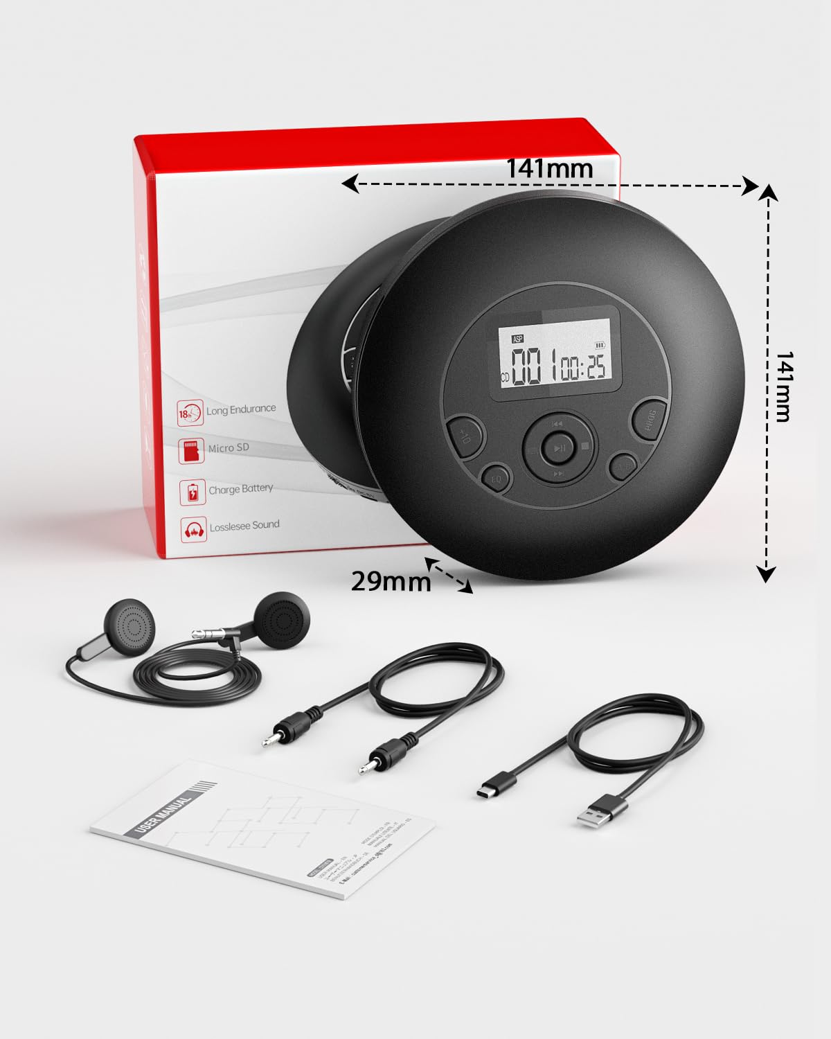 Portable CD Player Rechargeable with Headphones I311