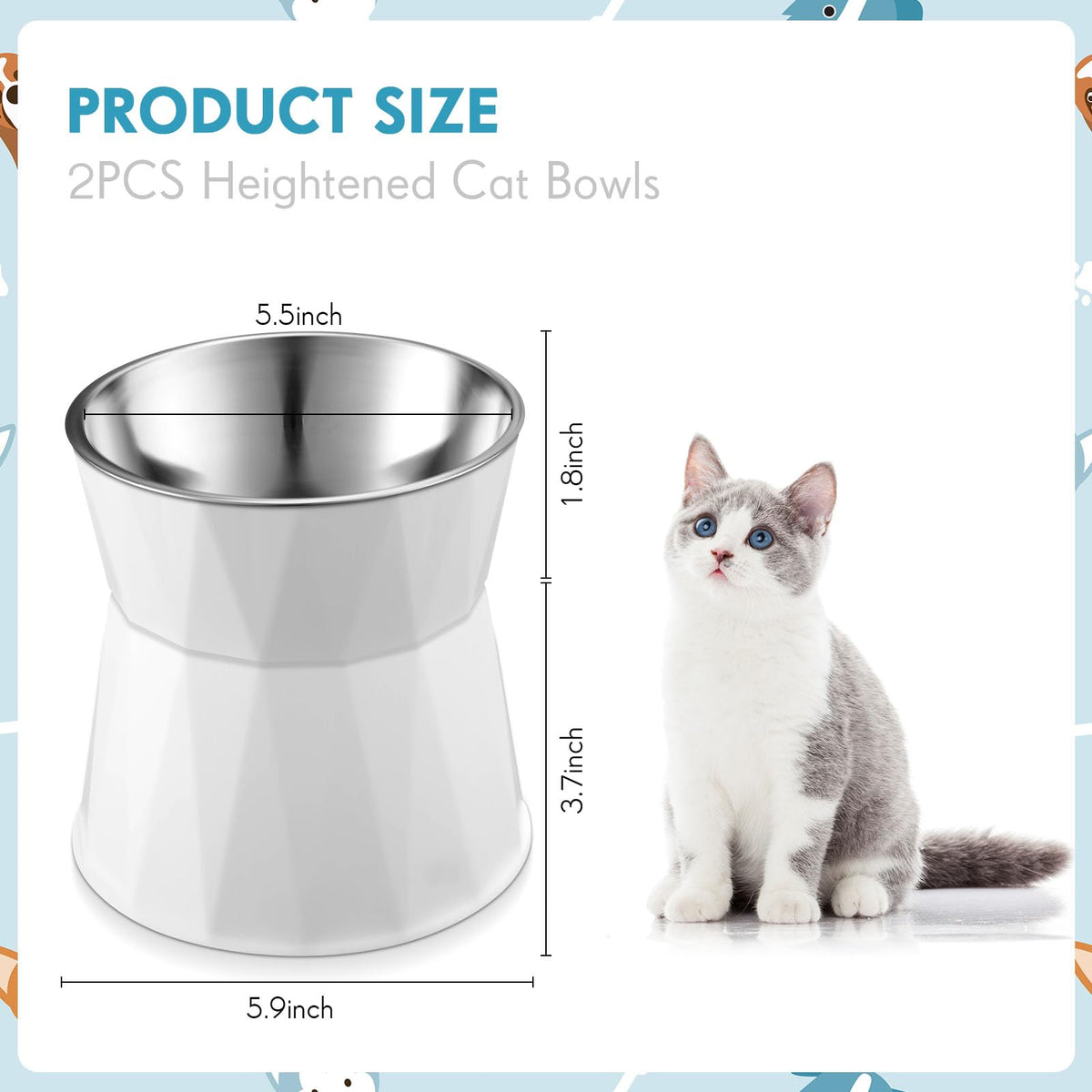 2 Pcs Elevated Cat Bowls F243