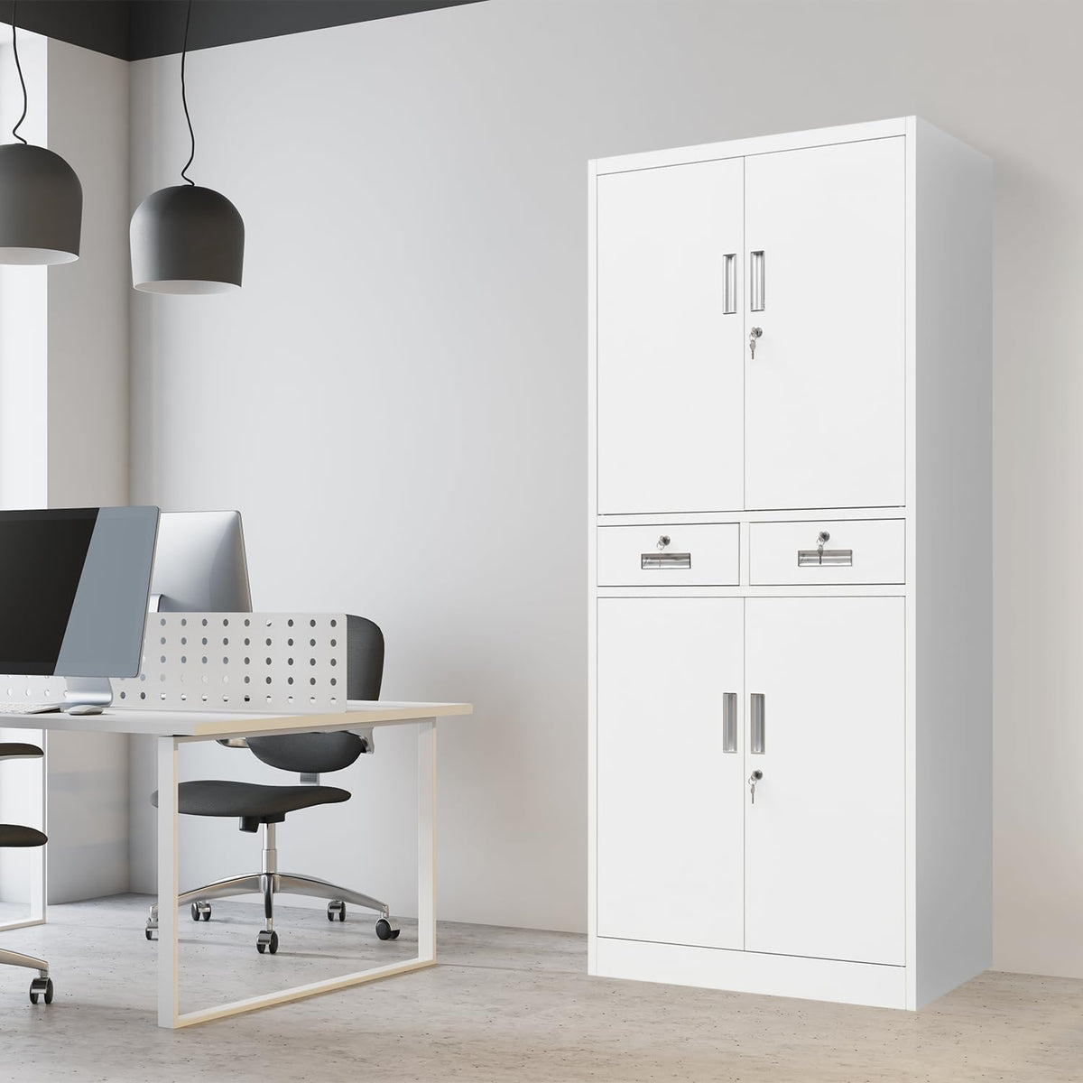 Metal Storage Cabinet with Adjustable Shelves and Drawers I21420