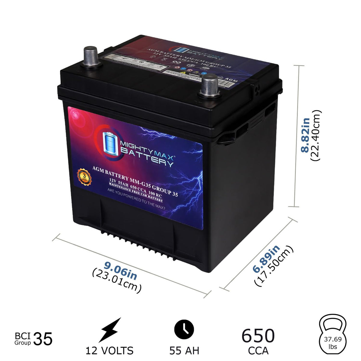 12V 55Ah AGM Replacement Battery W737