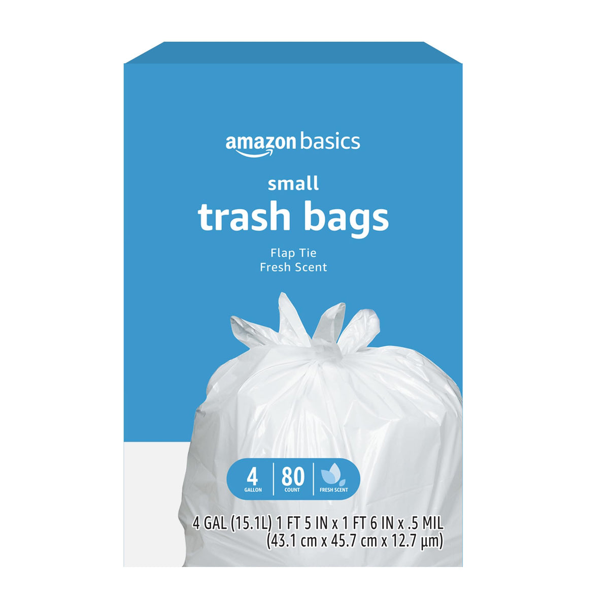 4 Gallon Trash Bags with Flap Ties, Fresh Scent, 80 Count T52563