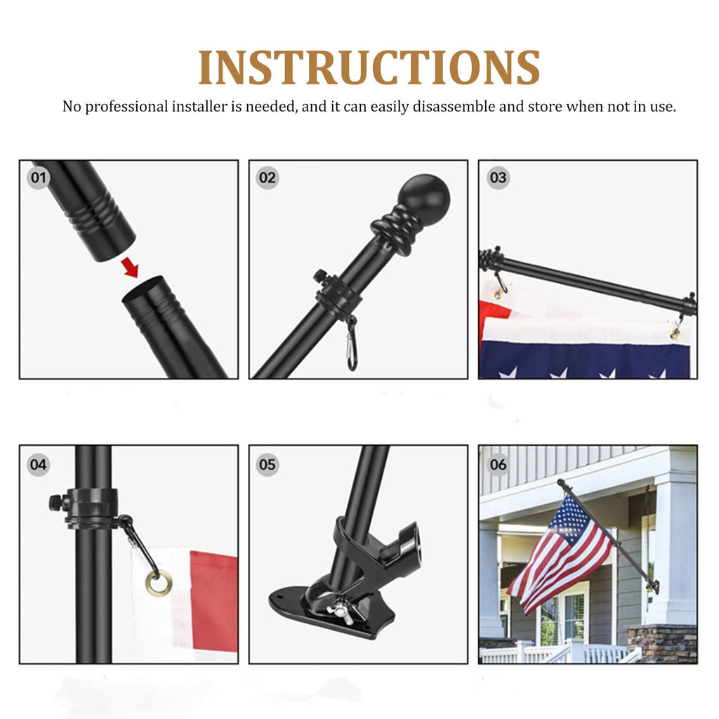 Black Rotating Flagpole Assembly with Base D556