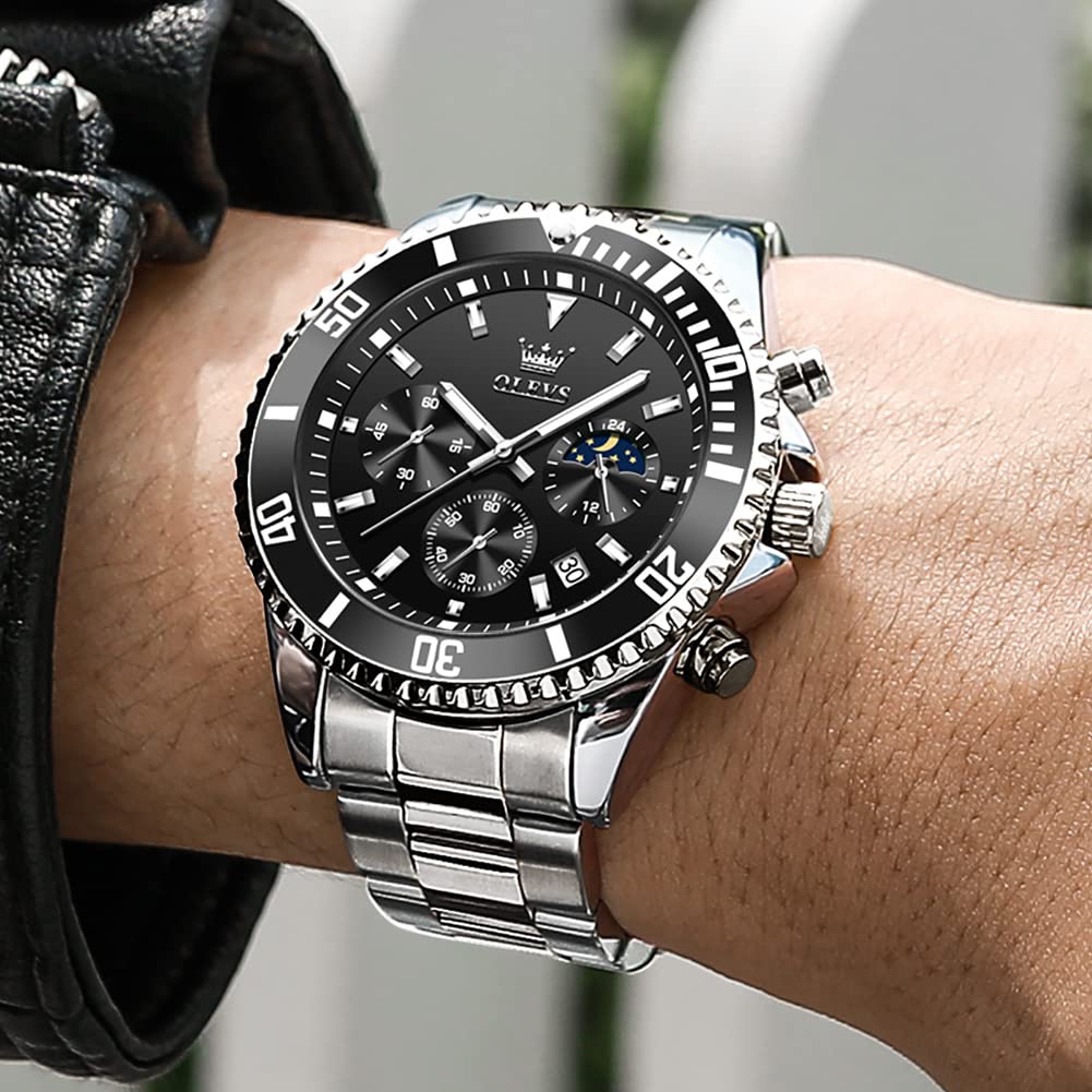 Stainless Steel Analog Quartz Chronograph Waterproof Luminous Watch S103
