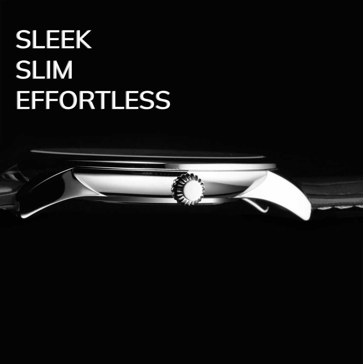Men's 40mm Ultra Slim Leather Strap Quartz Analog Dress Watch L1571