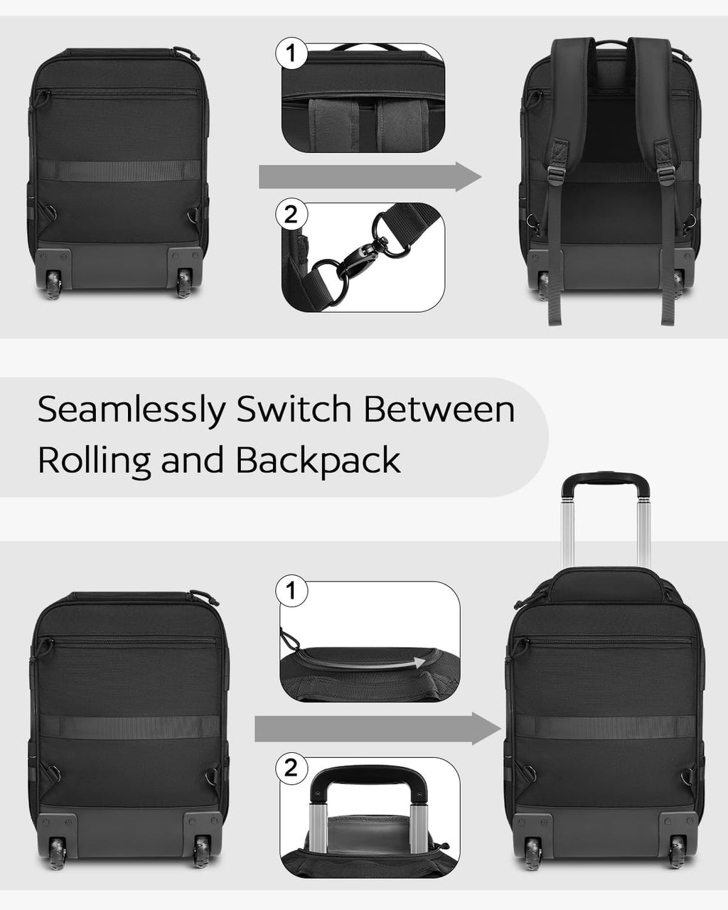 Rolling Wheeled Laptop Backpack N20198
