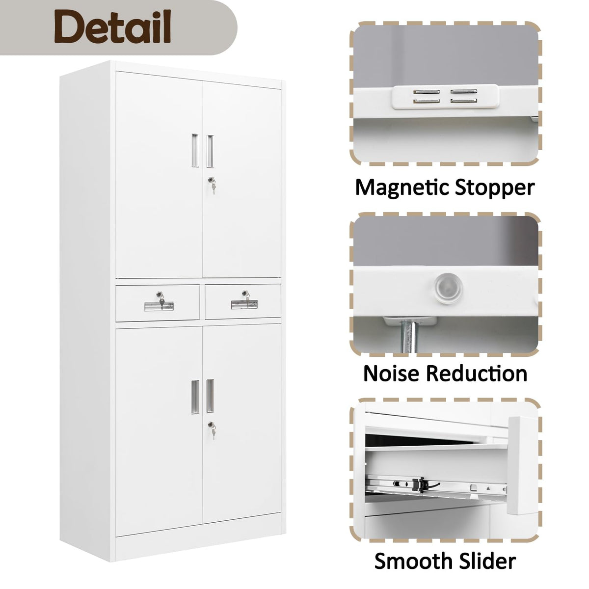 Metal Storage Cabinet with Adjustable Shelves and Drawers I21420