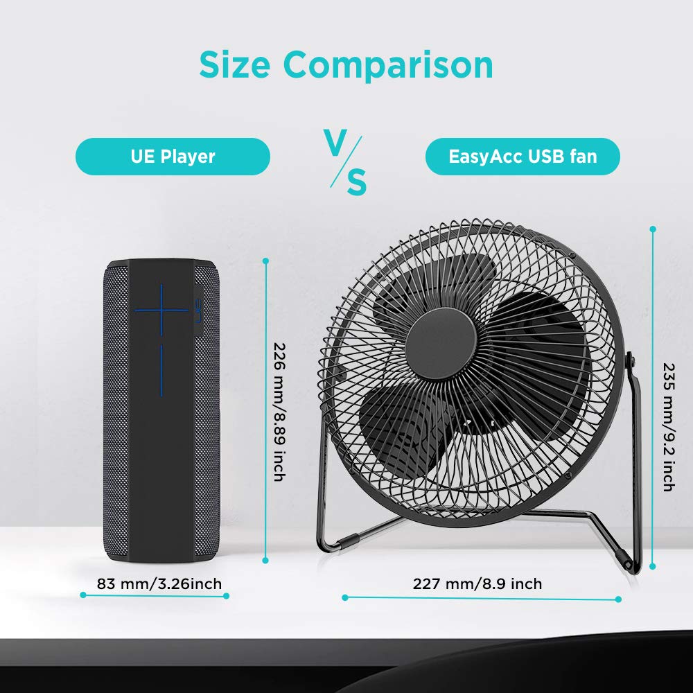 9 Inch USB Powered Desk Fan with Metal Frame D656864