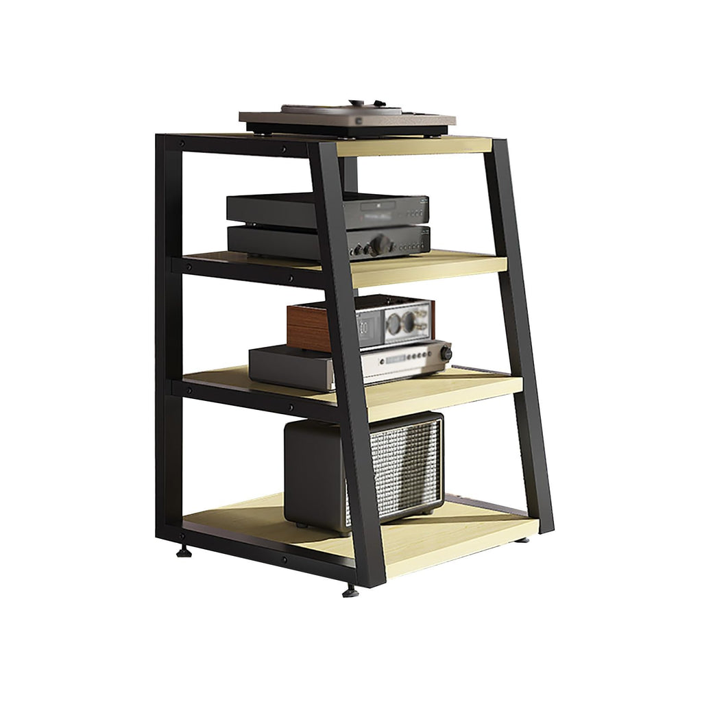 Black Corner Media Stand with Shelves W3379