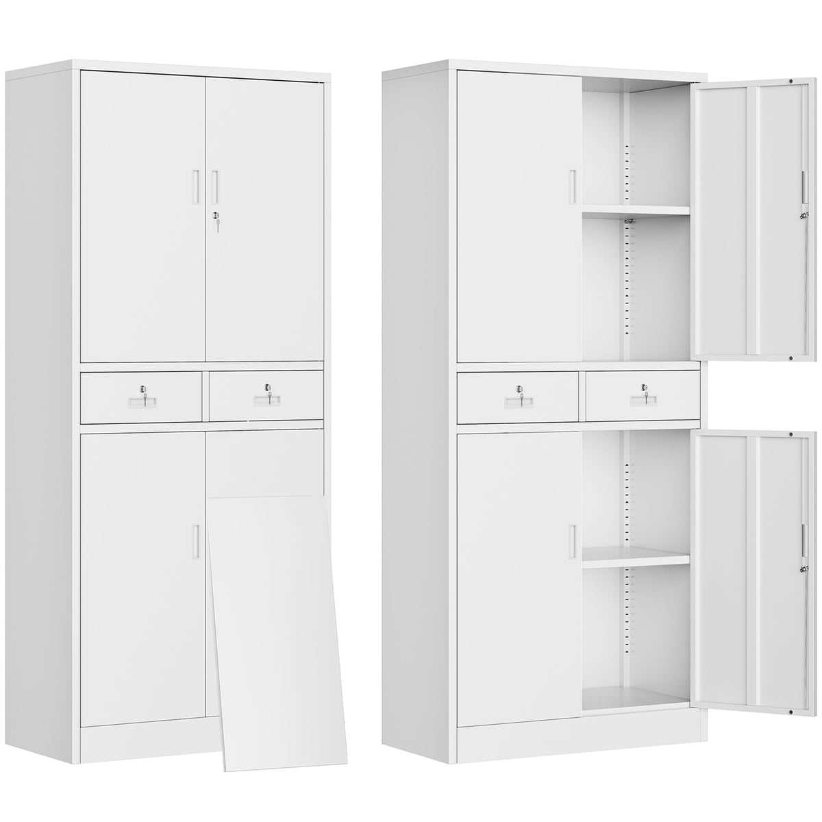 Metal Storage Cabinet with Adjustable Shelves and Drawers I21420