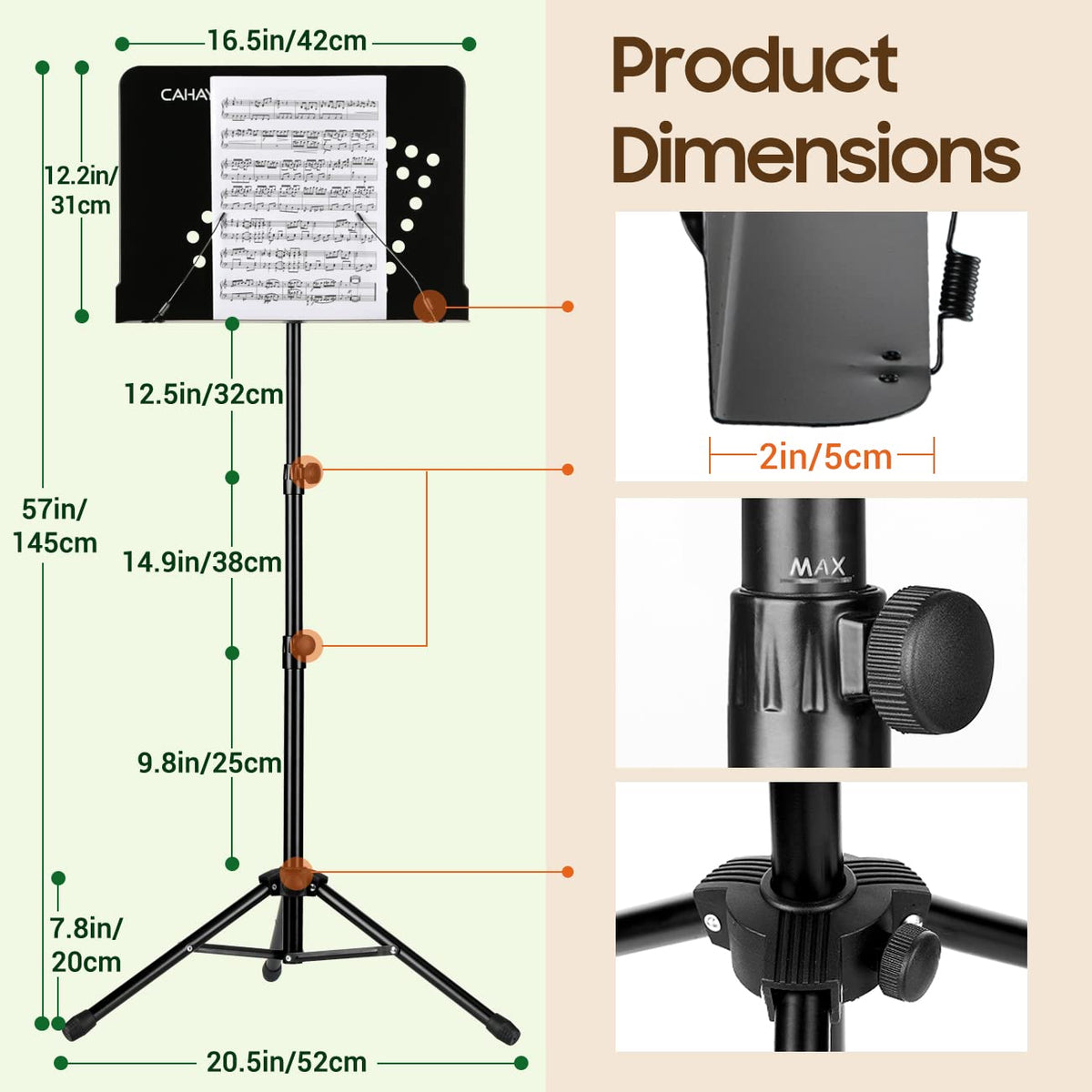 Adjustable Metal Sheet Music Stand with Carry Bag T428953