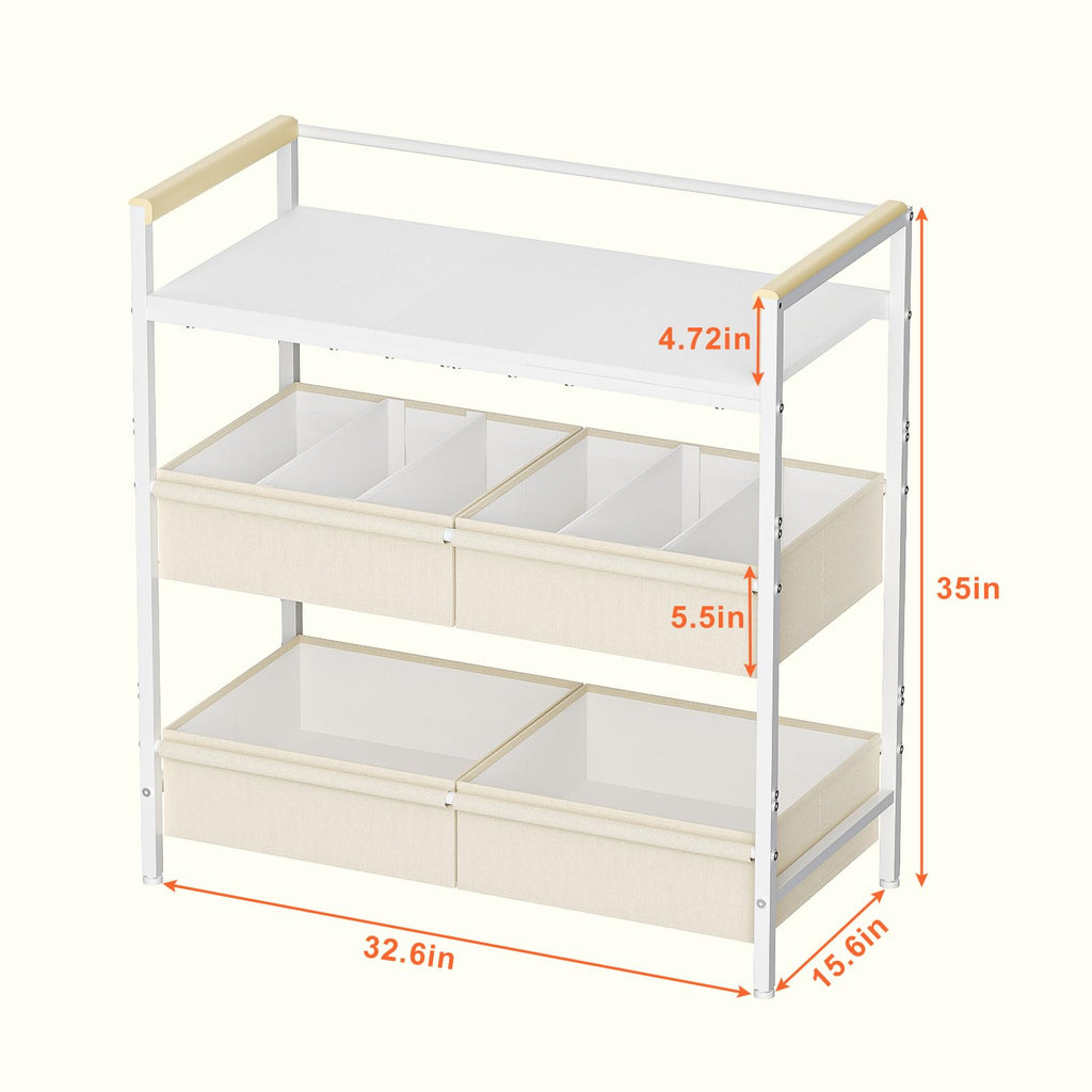 White Baby Changing Table with Storage D540