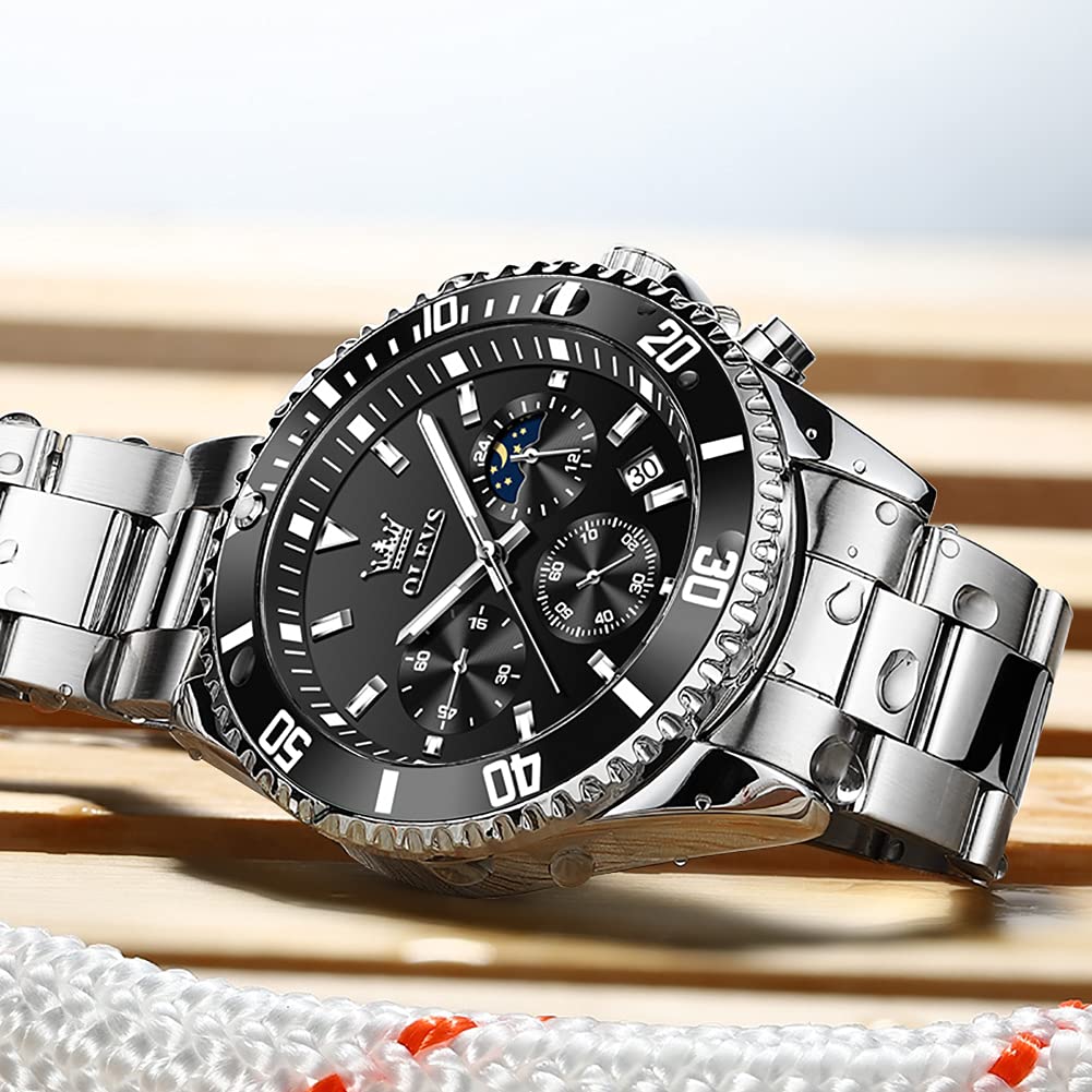 Stainless Steel Analog Quartz Chronograph Waterproof Luminous Watch S103