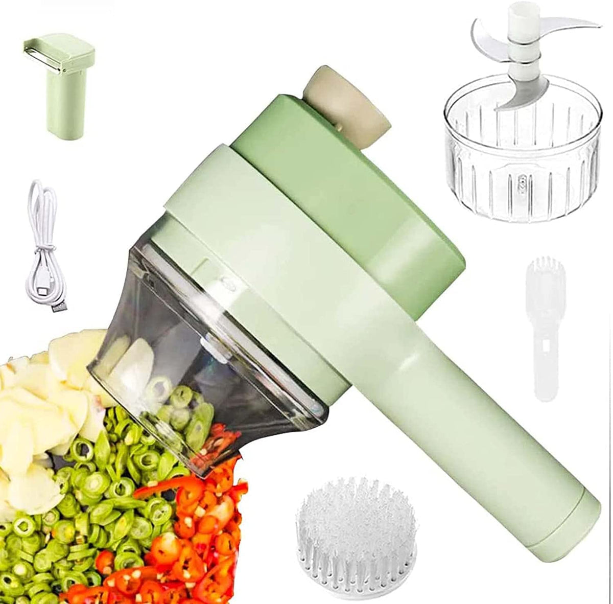 4 in 1 Handheld Electric Vegetable Cutter Set USB Rechargeable E321
