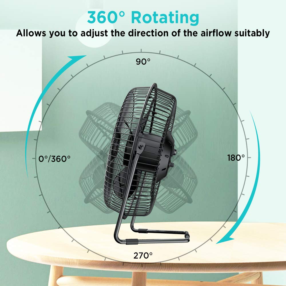 9 Inch USB Powered Desk Fan with Metal Frame D656864