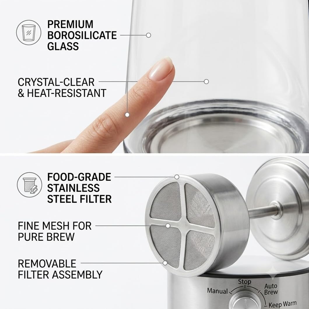 10-Cup Borosilicate Glass Electric Percolator Coffee Pot Q326860