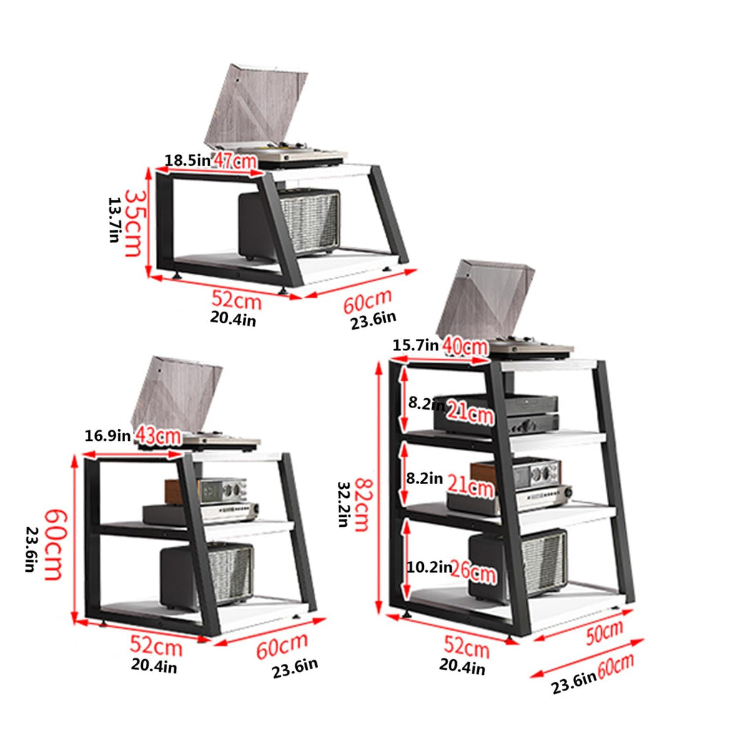 Black Corner Media Stand with Shelves W3379
