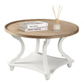 Farmhouse Round Coffee Table with Storage Shelf S49483