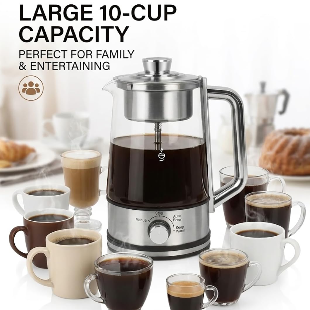 10-Cup Borosilicate Glass Electric Percolator Coffee Pot Q326860