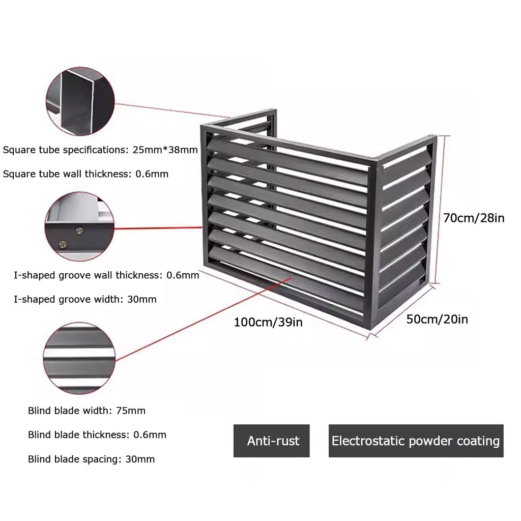 Aluminum Alloy Air Conditioner Fence 4 Panels Brown Y506865