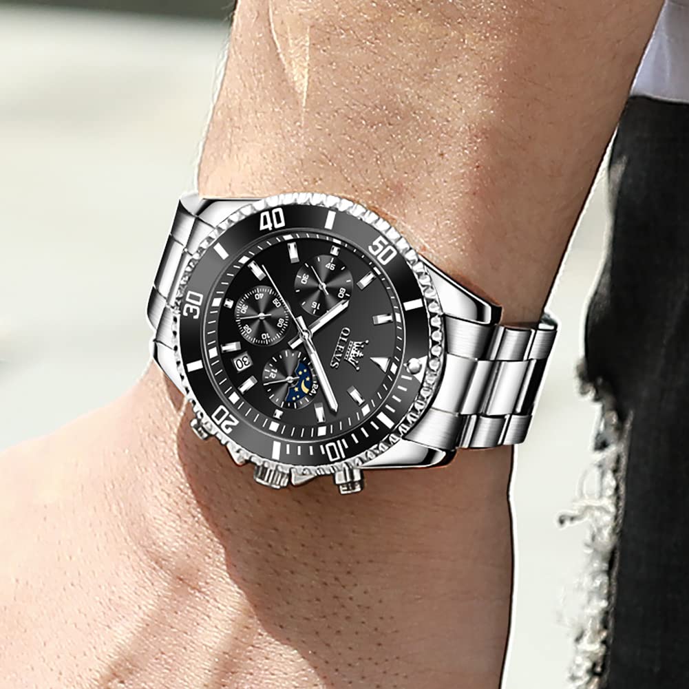 Stainless Steel Analog Quartz Chronograph Waterproof Luminous Watch S103