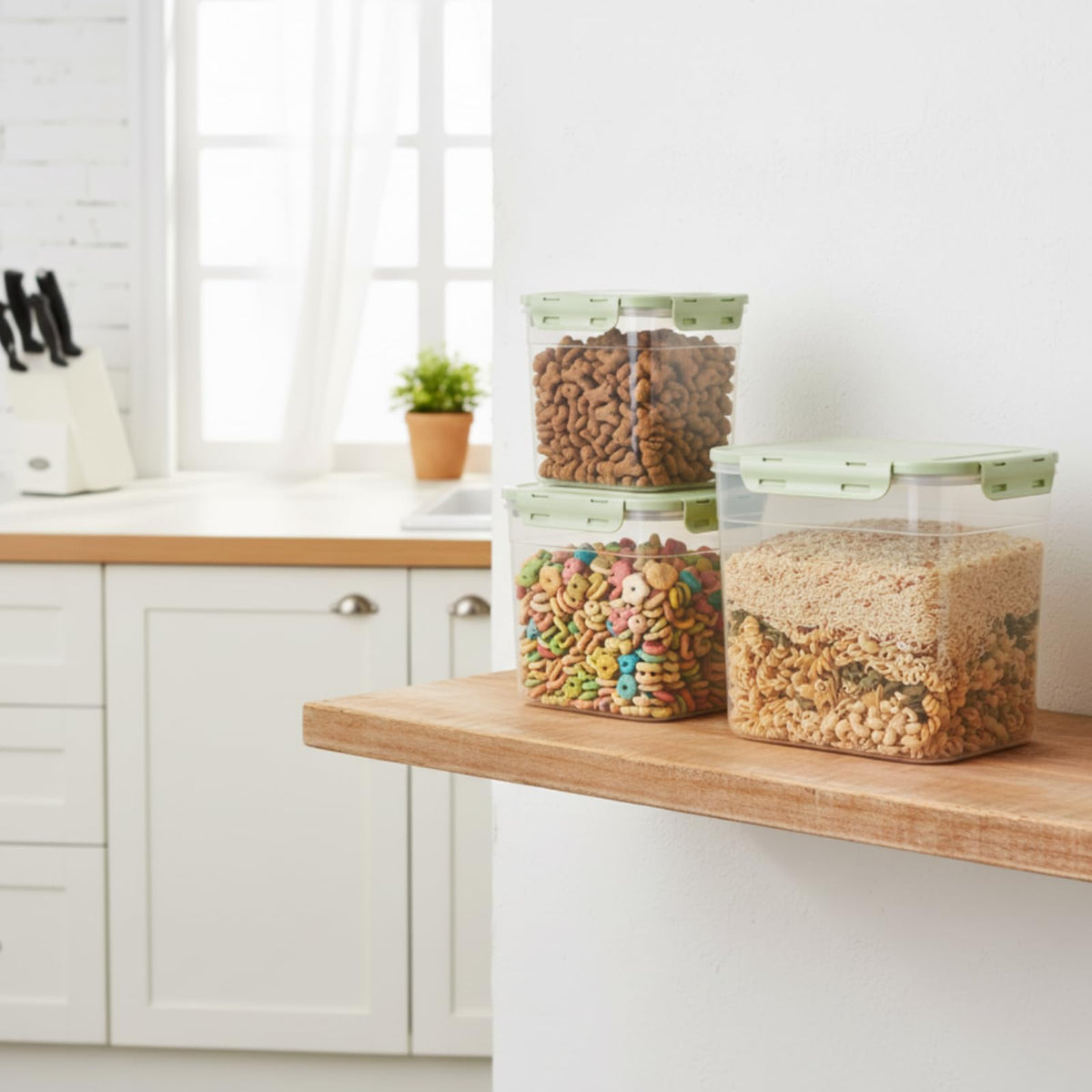 6 Pcs Dog and Cat Food Storage Containers with 2 Scoops E916494
