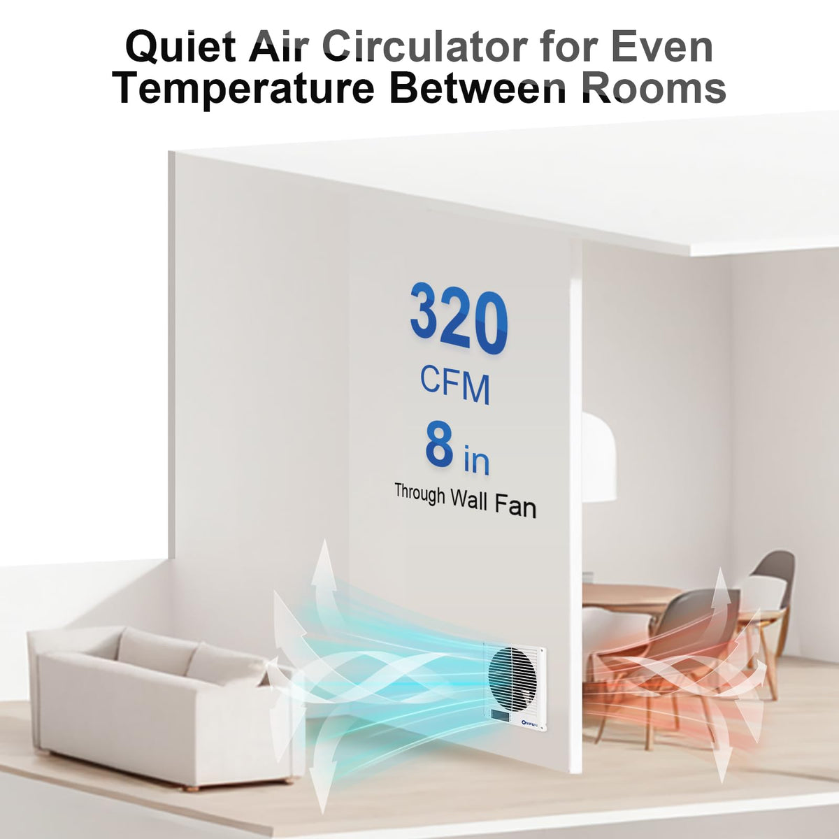 8" Reversible Through Wall Fan with Remote S3585