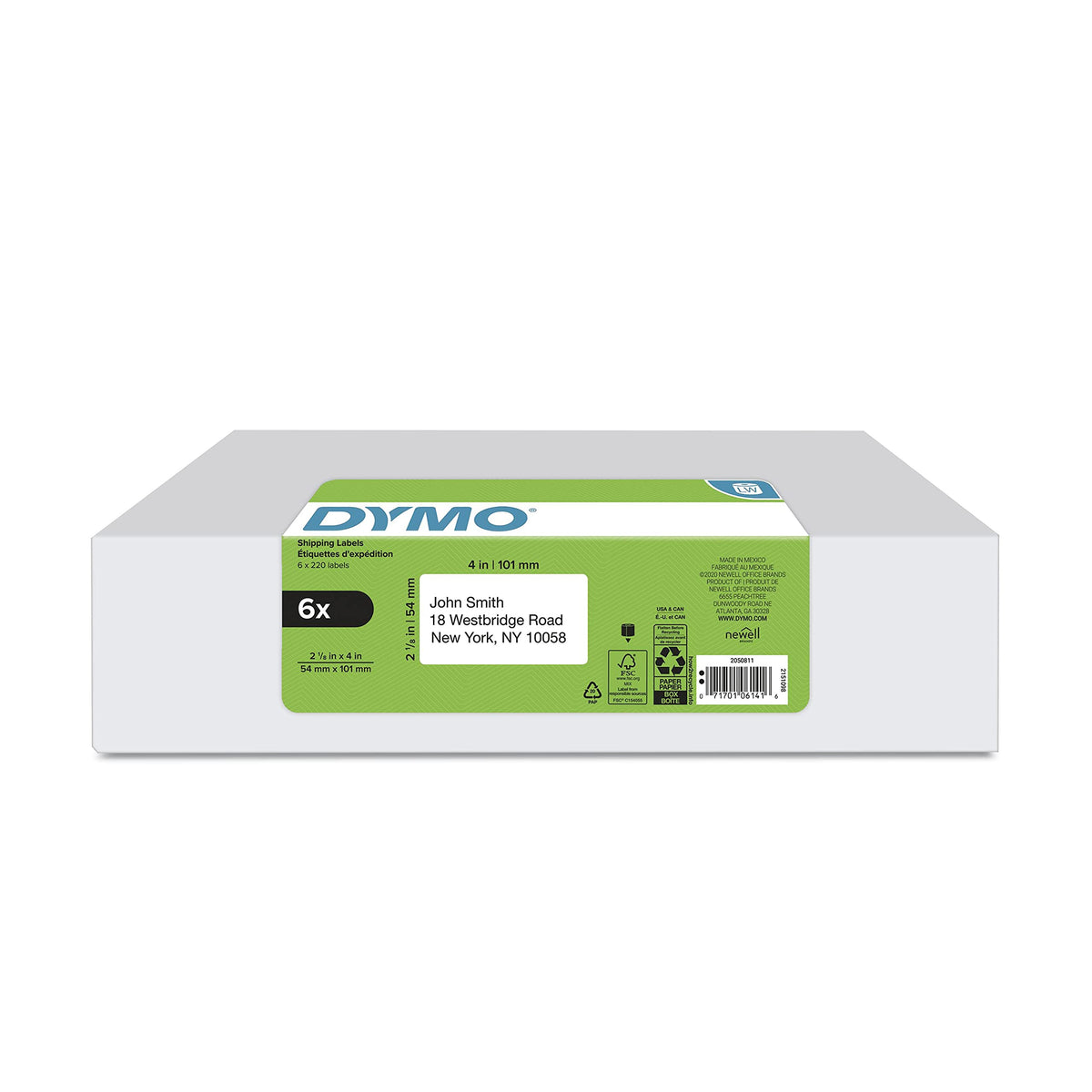 White Shipping Labels 2-1/8" x 4" 6 Rolls I7954