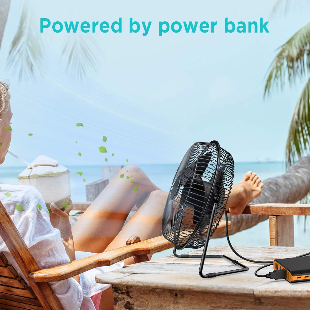 9 Inch USB Powered Desk Fan with Metal Frame D656864