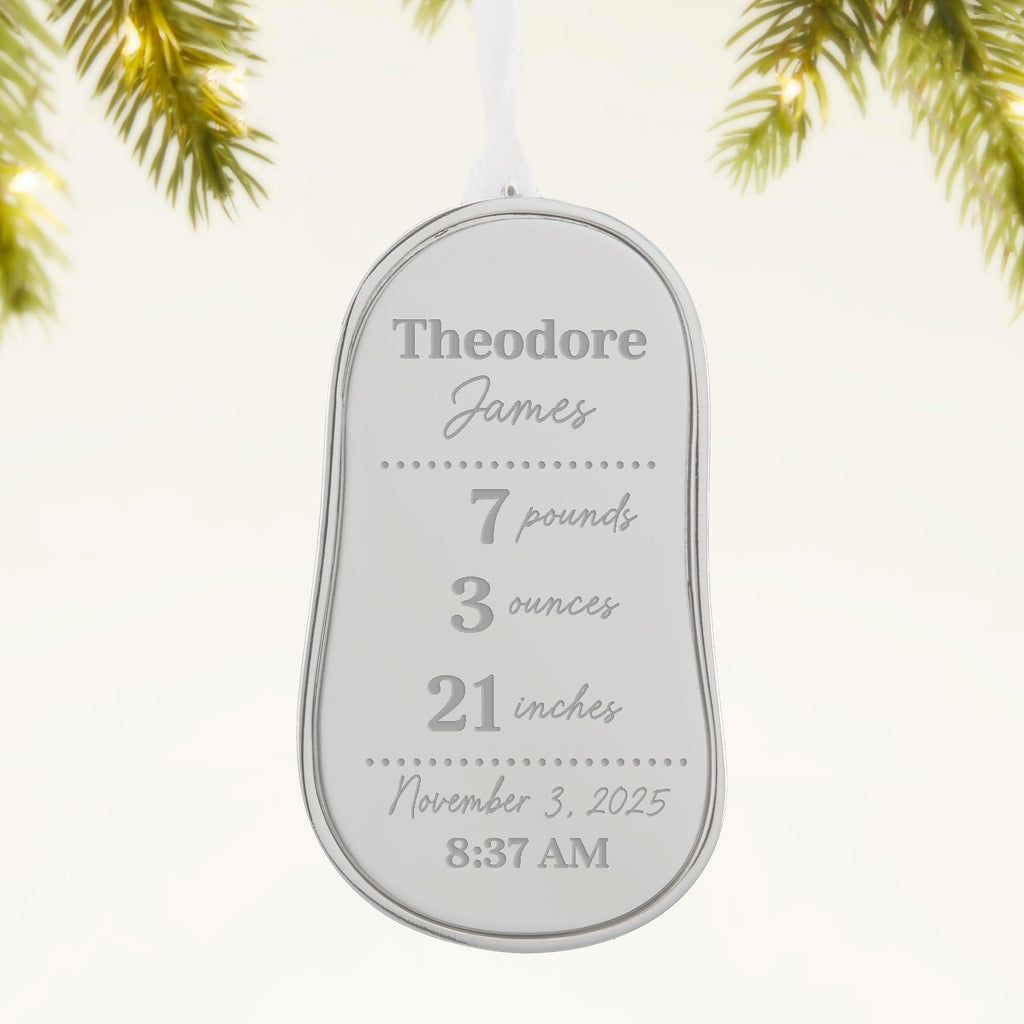 Silver Baby Bootie Metal Christmas Ornament T66618