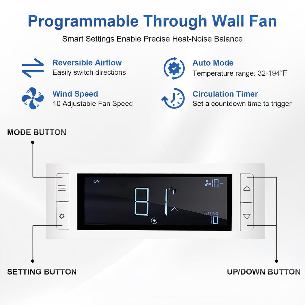 8" Reversible Through Wall Fan with Remote S3585