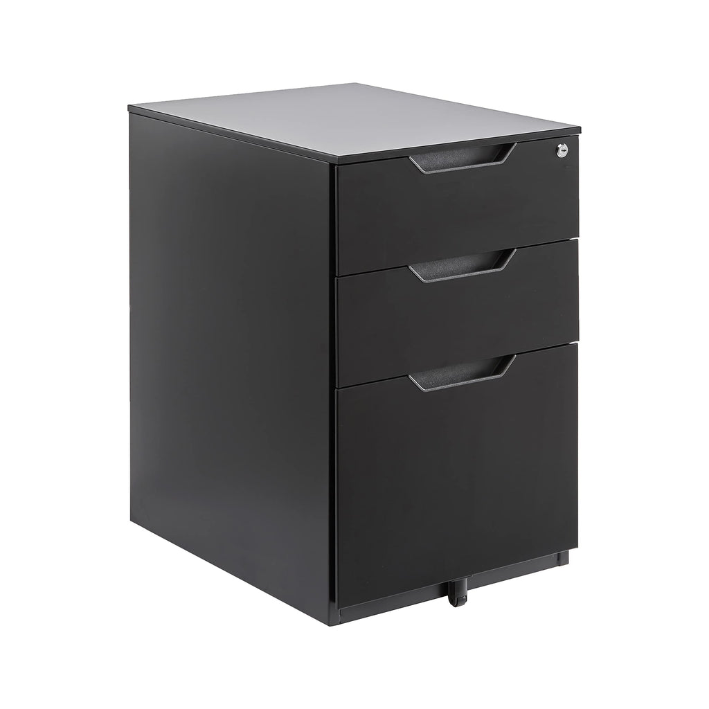 3-Drawer Black Mobile File Cabinet with Lock D387260