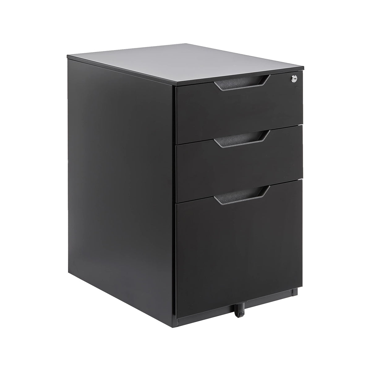 3-Drawer Black Mobile File Cabinet with Lock D387260
