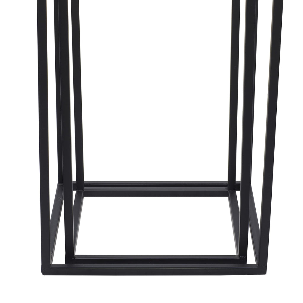 Black Metal End Table with Brown Wood Tops, Set of 2 W651819