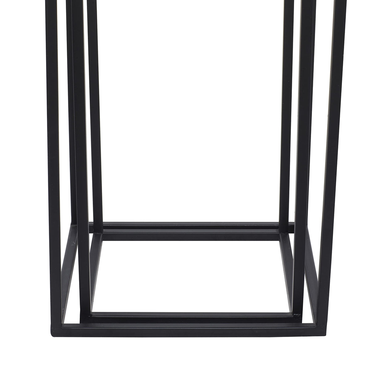 Black Metal End Table with Brown Wood Tops, Set of 2 W651819