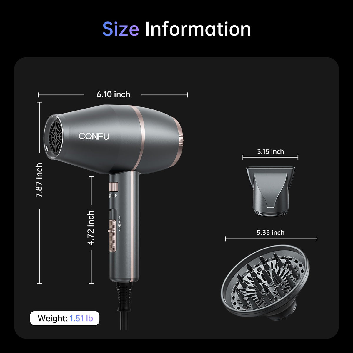 Ionic Hair Dryer with Diffuser 1875 Watt G738