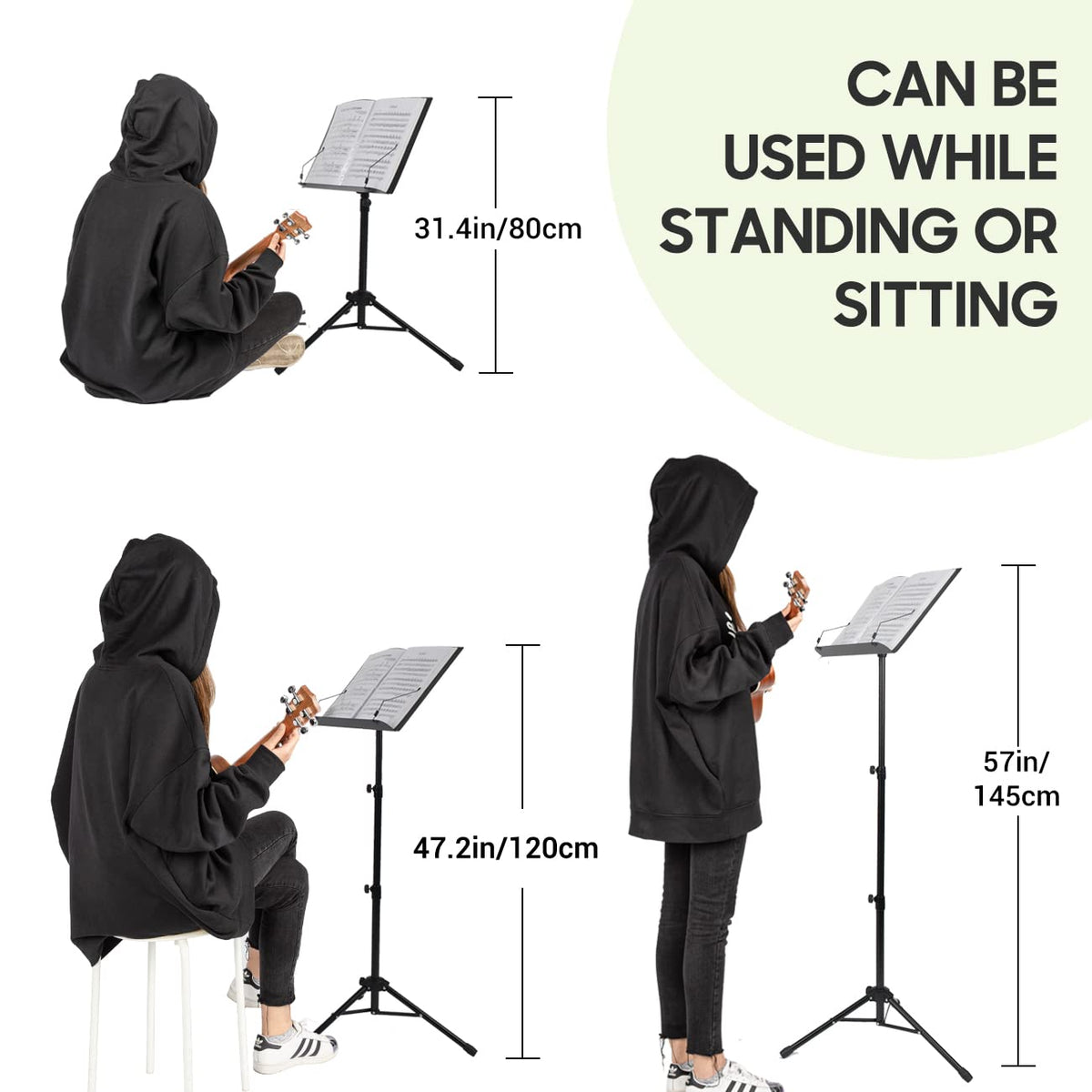 Adjustable Metal Sheet Music Stand with Carry Bag T428953