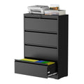 Black 4 Drawer Metal File Cabinet with Lock I559467