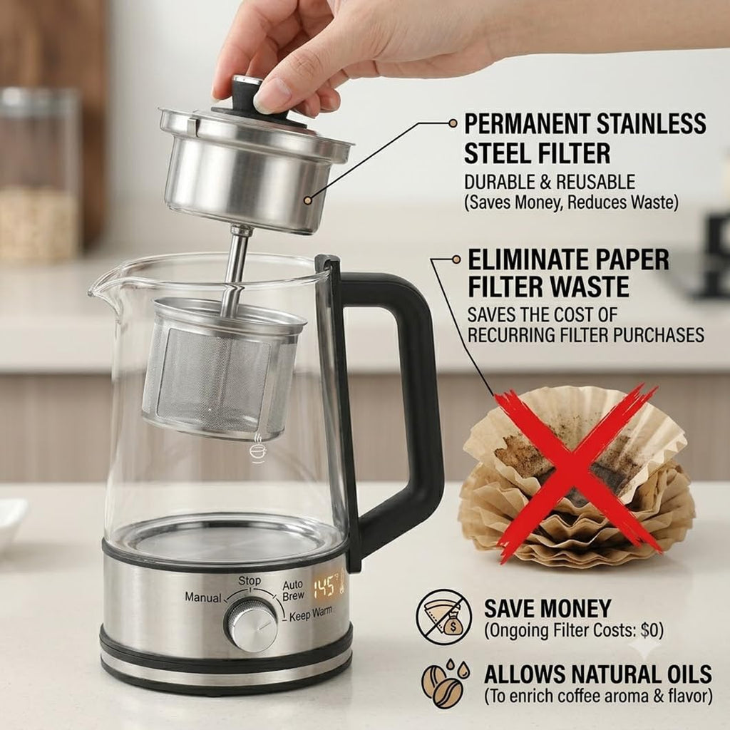10-Cup Borosilicate Glass Electric Percolator Coffee Pot Q326860