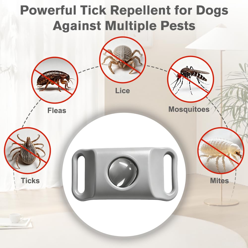 Flea and Tick Pendant for Dogs with 2 Silicone Buckles 4 Refills T527348
