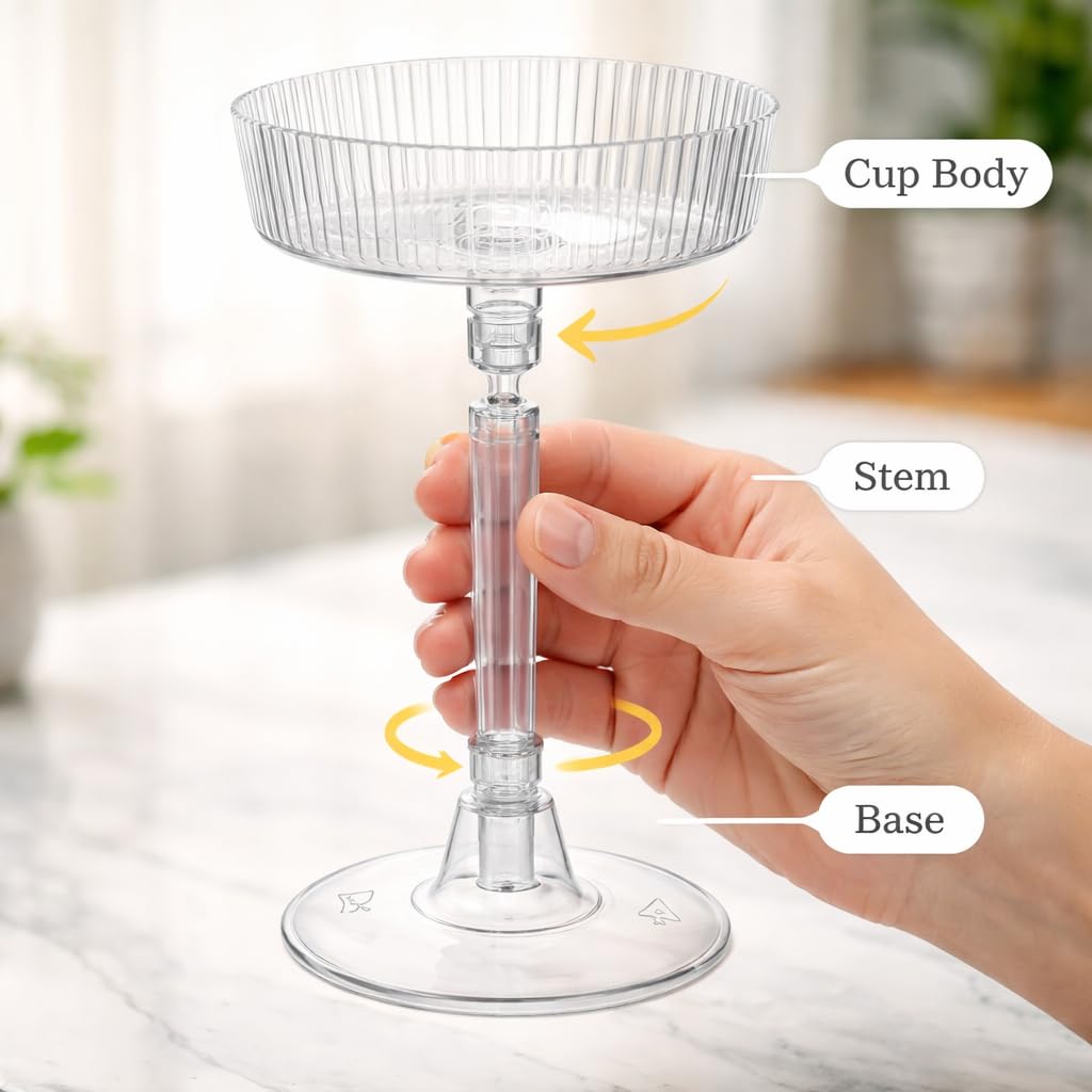 24 Pack 6oz Plastic Martini Glasses N3439