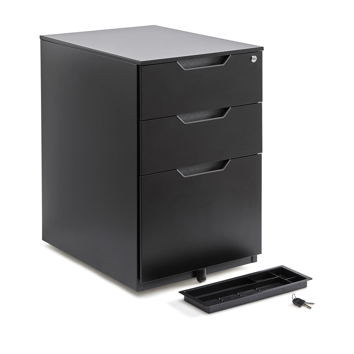 3-Drawer Black Mobile File Cabinet with Lock D387260