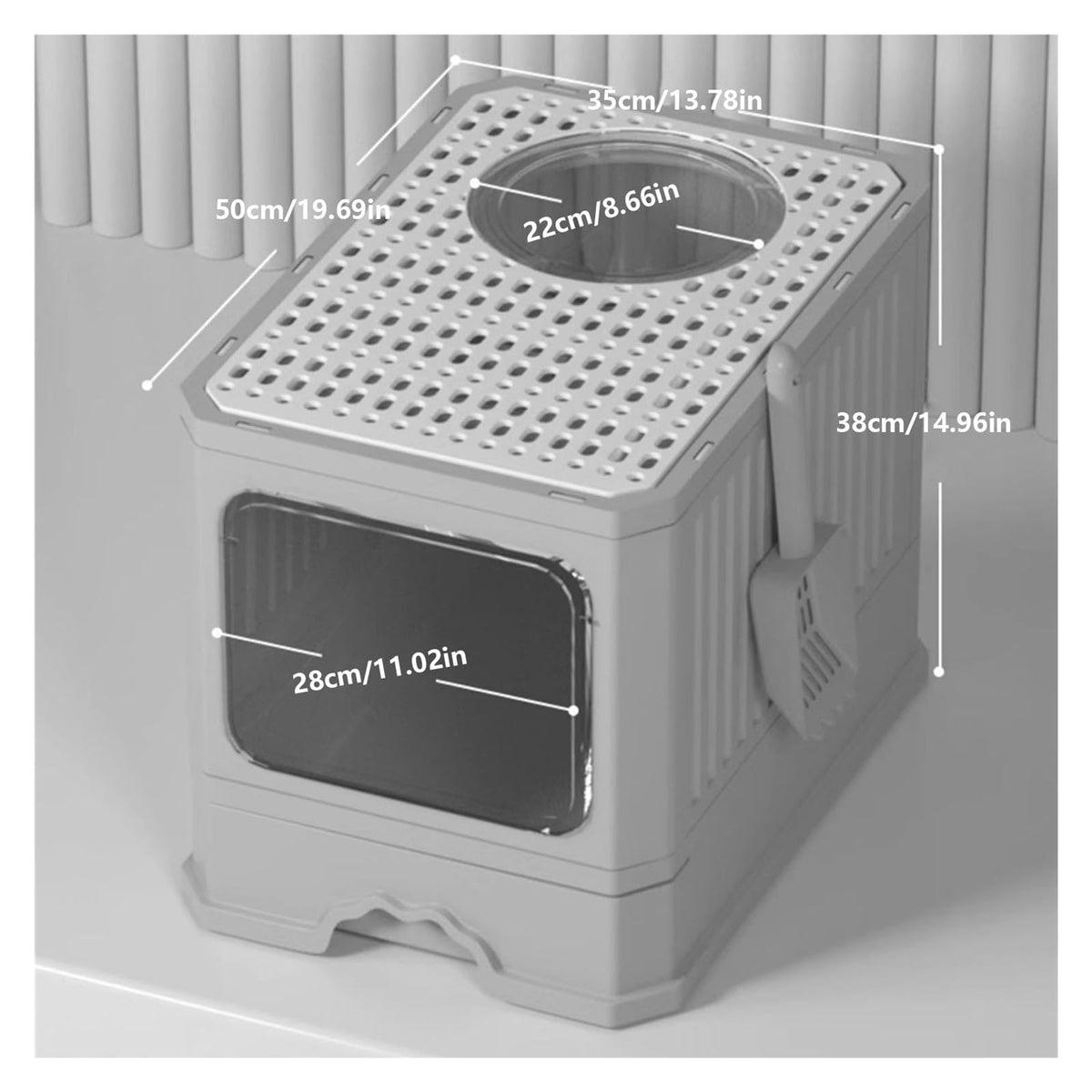 Foldable Cat Litter Box with Lid and Shovel T972308