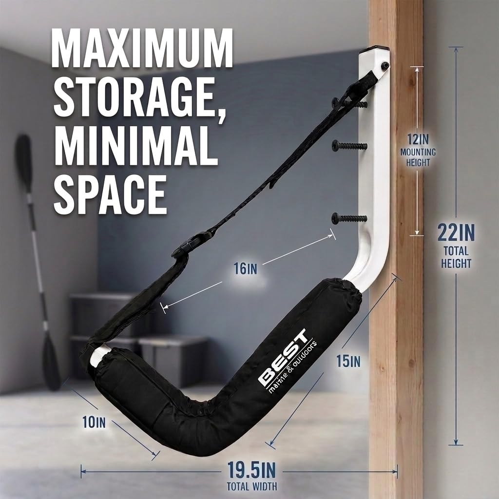 Kayak Wall Mount Storage Rack, Heavy Duty Steel, 125LB Capacity O942