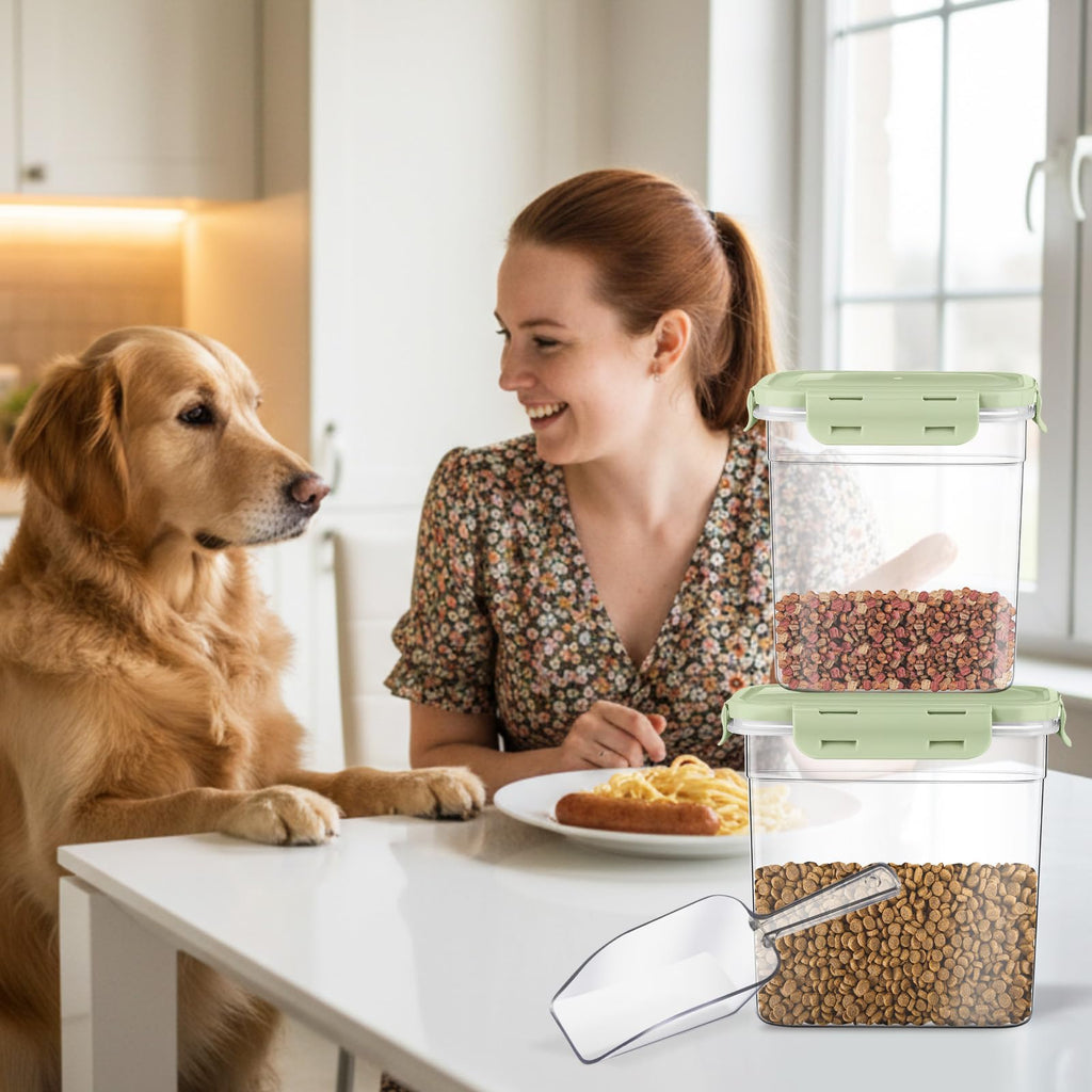 6 Pcs Dog and Cat Food Storage Containers with 2 Scoops E916494