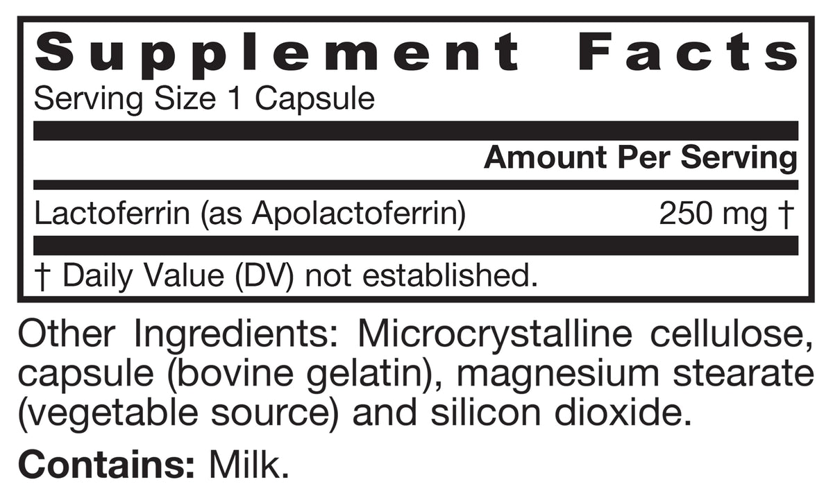 Lactoferrin Supplements 250 mg 30 Capsules F119
