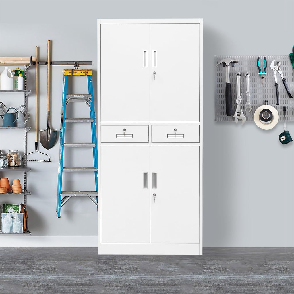 Metal Storage Cabinet with Adjustable Shelves and Drawers I21420