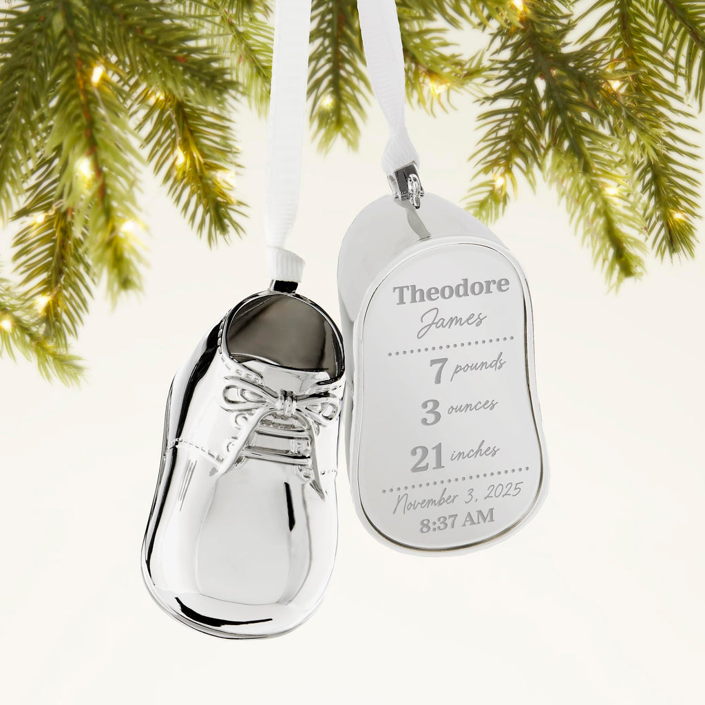 Silver Baby Bootie Metal Christmas Ornament T66618